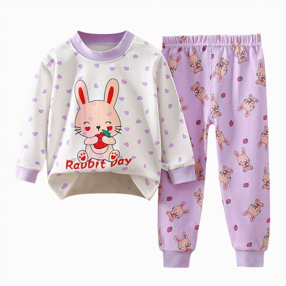 NLOMOCT Baby Outfit Sets Fashion Breathable Pullover Top Pant Set Lounge Set Baby Pajama Set,Light Purple,5-6 Years