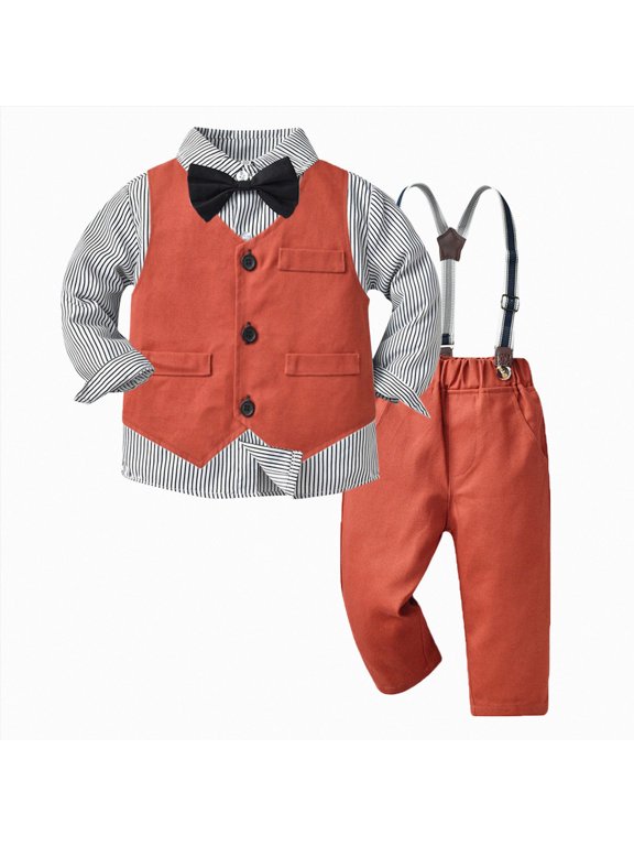 Baby Suits for Boys Baby Boy Suit Outfit Gentleman Set with Suspender Pants,B,18-24 Months