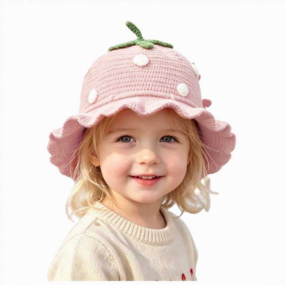 NLOMOCT Beanies for Baby Boy Baby Girls Knitted Strawberry Hat Crochet Knitted Winter Hat Breathable Warm Hat,Pink,1-4 Years