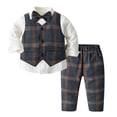 thumbnail image 1 of NLOMOCT Boys Suits & Sport Coats Toddler Boys Long Sleeve T Shirt Tops Plaid Vest Coat Pants Child Kids Gentleman Outfits Size for 2-3 Years,C, 1 of 8