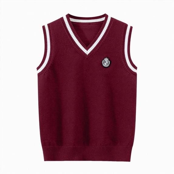 NLOMOCT Cute Tween Tops Toddler Kids Sweater Vest V Neck Cable Knit Sweater Vest Boys Girls Sleeveless School Pullover Knitwear Wine,15-17 Years