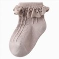 thumbnail image 1 of NLOMOCT Girls Ankle Socks Kids Lace Socks Girls Ruffle Socks Toddler Frilly Dress Socks Double Lace Big Ruffles Fold Over Fancy Sock Coffee,3-5 Years, 1 of 5