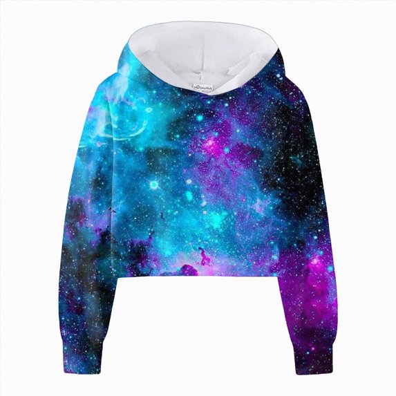 NLOMOCT Girls Hoodie Long Sleeve Soft Sweatshirt Graphic Hoody Kids Pullovers Top Clothes Stylish Vacation Dailywear Hoodies for Girls,Blue,4-5 Years