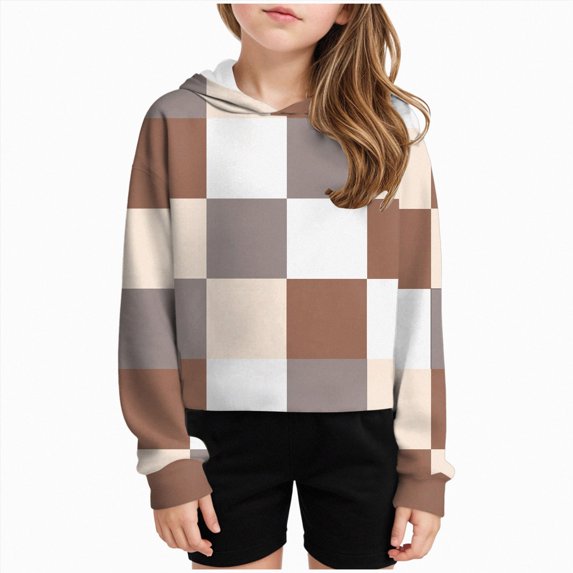 NLOMOCT Girls Long Sleeve Hooded Sweatshirt Graphic Hoodie Cute Pullovers Tops Cute Tween Sweatshirt for Kids Toddler Hoodies,Khaki,9-10 Years