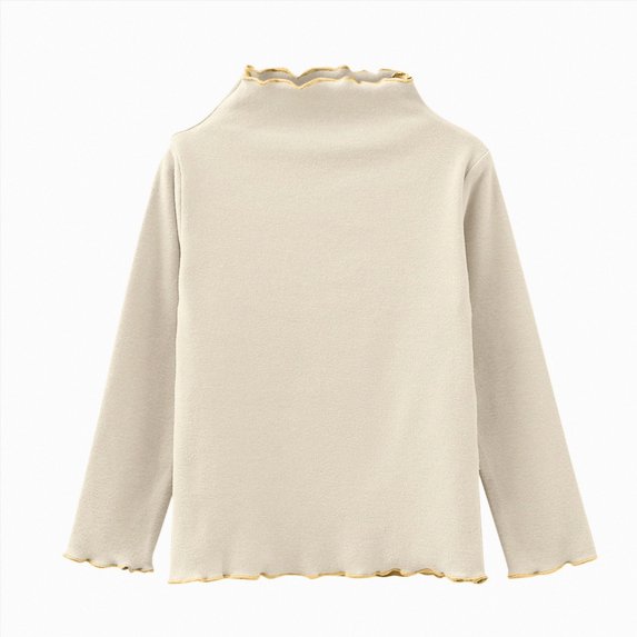 NLOMOCT Long Sleeve Shirts for Teens Toddler Girls Cute Long Sleeve T Shirts Soft Cotton Tees,Beige,6-7 Years