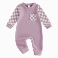 thumbnail image 1 of NLOMOCT New Born Outfits Baby Girl Sleep and Play Boys Romper Comfortable Warm Stylish Color Block Print Romper Fall Winter Clothes,Purple,6-12 Months, 1 of 5