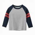 thumbnail image 1 of NLOMOCT Shirts Long Sleeve Boys Long Sleeve T Shirt Color Block Tops Fall Clothes Cotton Crewneck Kids Clothes Grey,8-10 Years, 1 of 5
