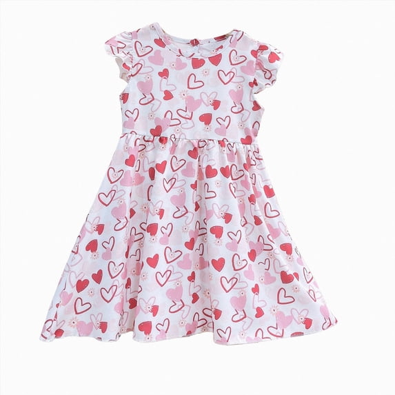 NLOMOCT Summer Dress for Toddler Girls Summer Dress Toddler Ruffle Sleeve Dresses Kids Swing Casual Beach Sundress Purple,2-3 Years
