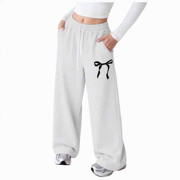 NLOMOCT Sweat Pants for Teens Girl Wide Leg Sweatpants Baggy Kid Pant Casual Sweat Pants,Light Gray,17-18 Years