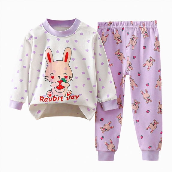 NLOMOCT Toddler Pajamas Long Sleeve Preemie Clothes Boy Cute Soft Crewneck T-shirt and Pant Set 2PCS Toddler Pajamas Long Sleeve,Light Purple,4-5 Years