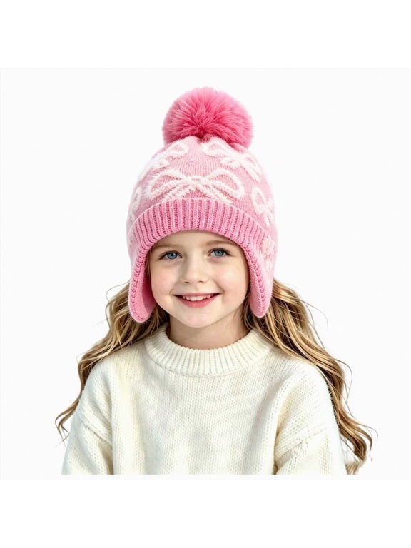 Toddler Winter Hat Toddler Beanie Boys Girls Beanies Kids Winter Hats Children Knit Cap,Hot Pink,2-6 Years