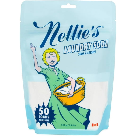 Nellie's Laundry Soda - Concentrated Laundry Detergent Powder - 50 Load Pouch - Gentle on Skin and Environment - Fragrance-Free