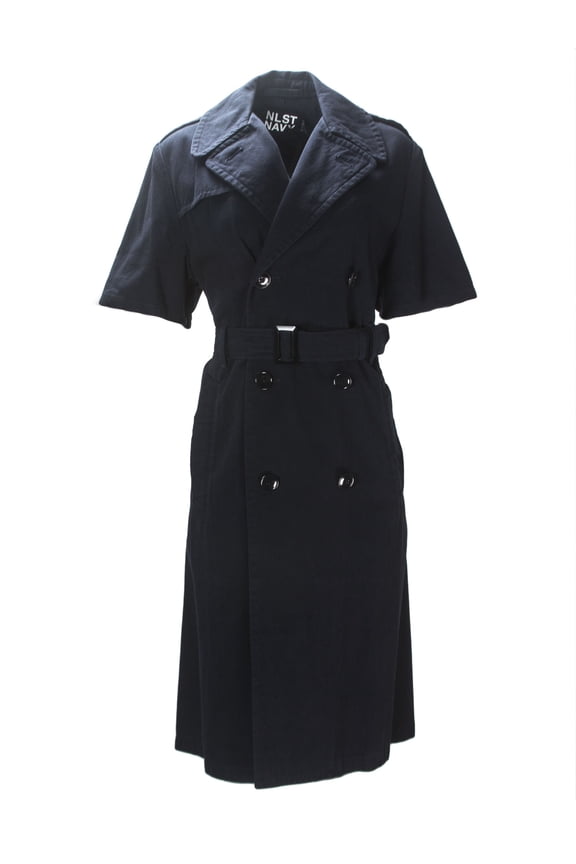 Navy Women's Short Sleeve Trench Coat Small Navy Blue