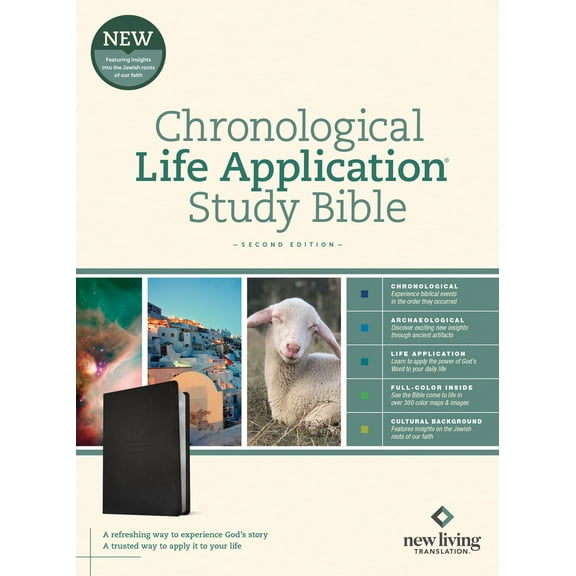 NLT Chronological Life Application Study Bible (Second Edition)-Ebony Leaf LeatherLike