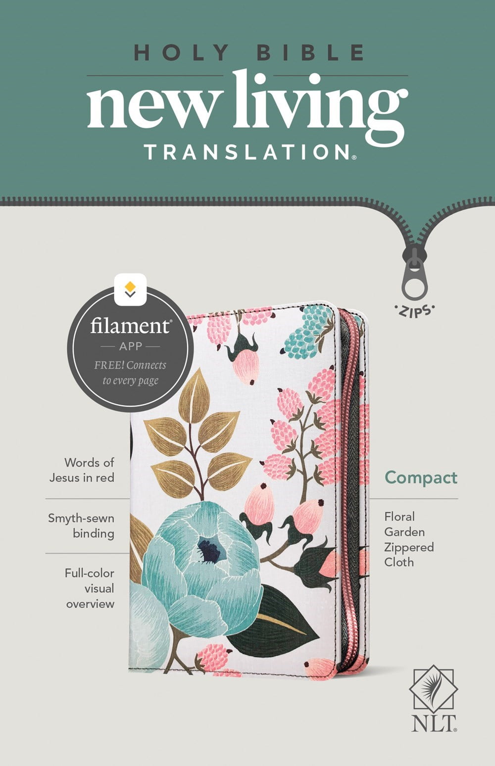 NLT Compact Bible/Filament Enabled EditionFloral Garden LeatherLike w