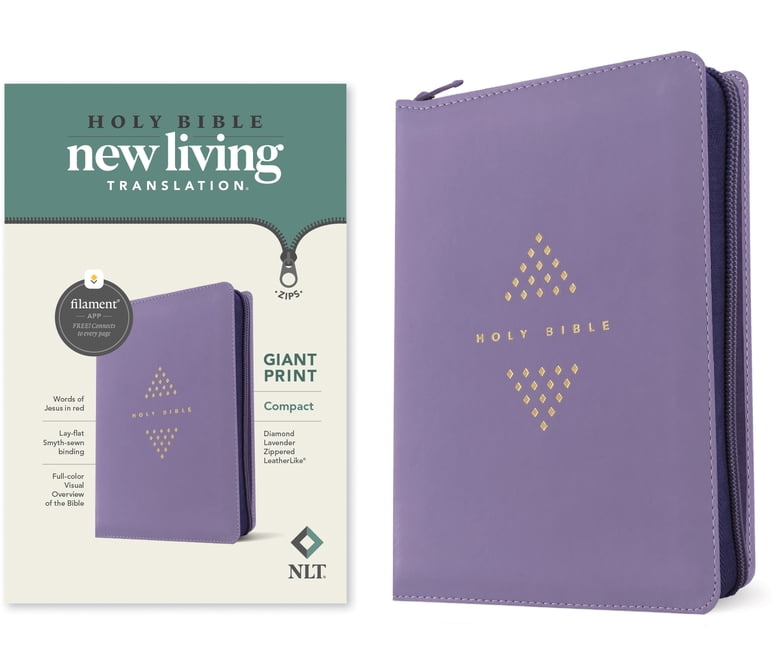 NLT Compact Giant Print Zipper Bible, Filament Enabled (Leatherlike