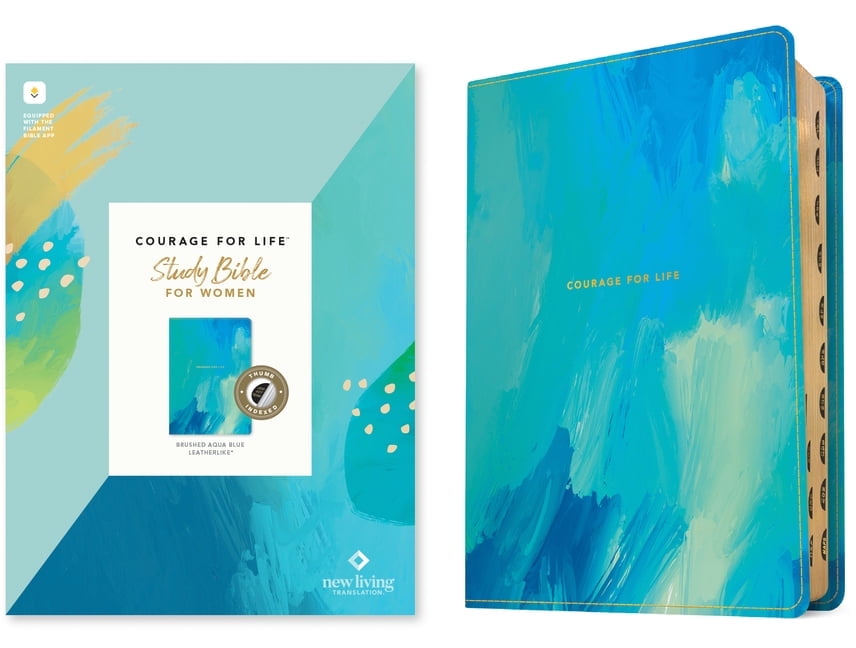 NLT Courage for Life Study Bible for Women, Filament Enabled (Leatherlike, Brushed Aqua Blue, Indexed), (Hardcover)