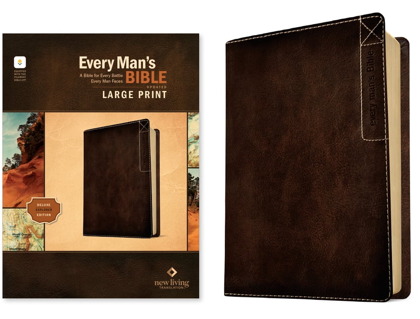 NLT Every Man's Bible, Large Print, Filament Enabled, Deluxe Explorer Edition (Leatherlike, Rustic Brown, Red Letter), (Hardcover)