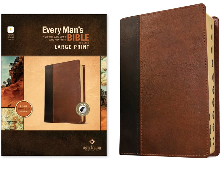 NLT Every Man's Bible, Large Print, Filament Enabled, Tutone (Leatherlike, Brown/Tan, Indexed, Red Letter), (Hardcover)