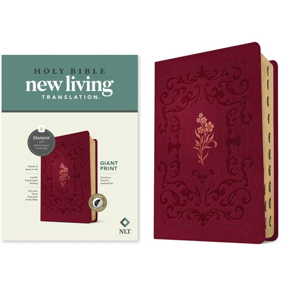 NLT Giant Print Bible, Filament Enabled (Leatherlike, Cranberry Flourish, Indexed, Red Letter), (Hardcover)