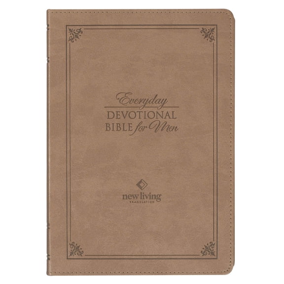 NLT Holy Bible Everyday Devotional Bible for Men New Living Translation, Vegan Leather, Tan Debossed, Flexible Daily Bible Reading Plan Options