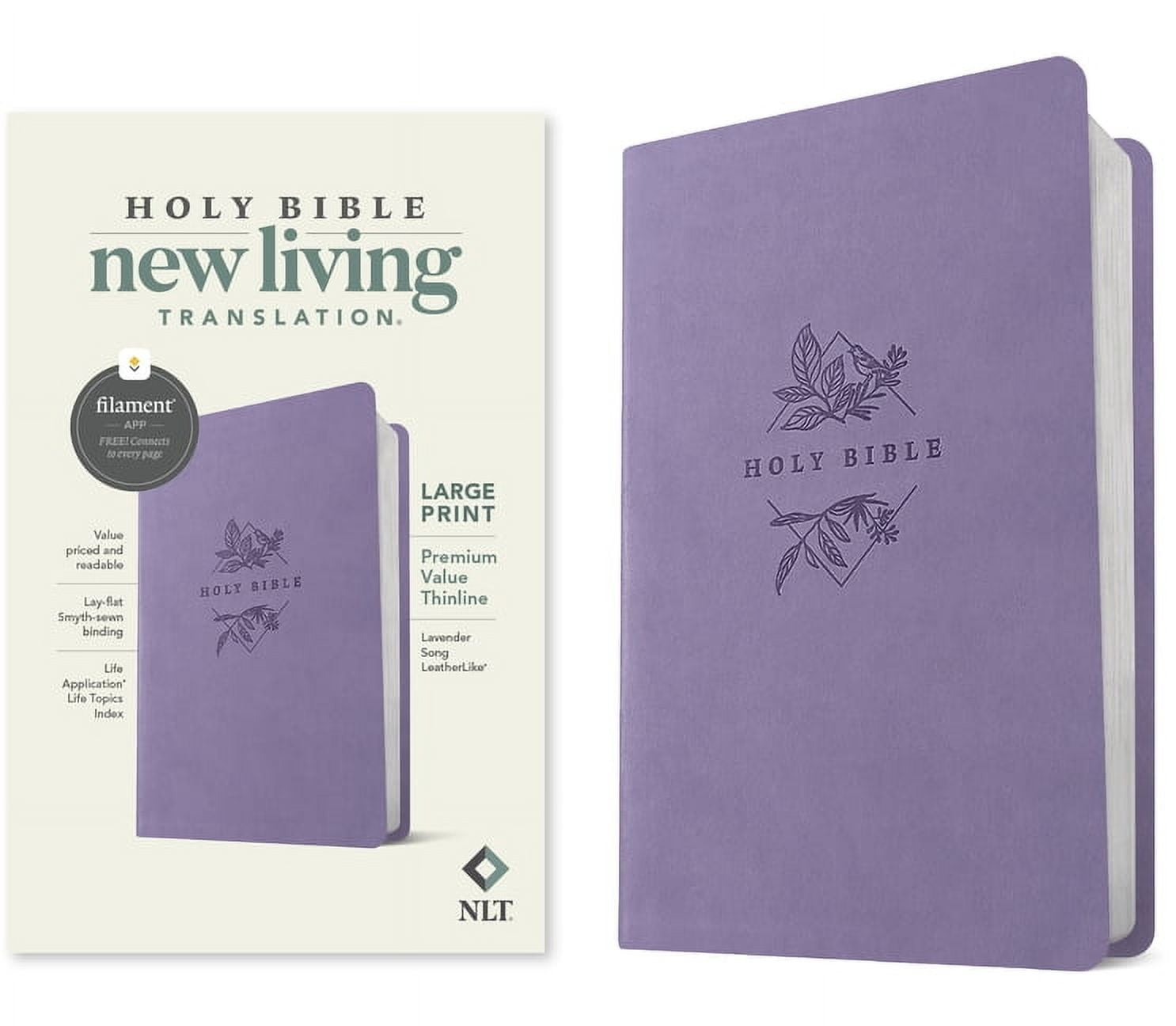 NLT Large Print Premium Value Thinline Bible, Filament Enabled (Leatherlike, Lavender Song), (Hardcover)