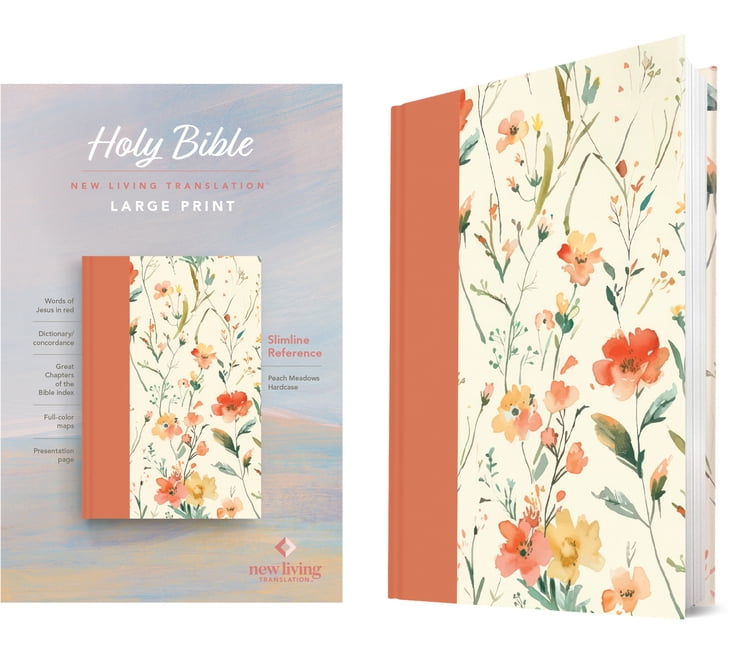 NLT Large Print Slimline Reference Bible (Hardcover, Peach Meadows, Red Letter), (Hardcover)