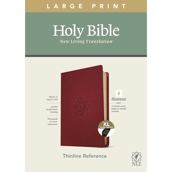 NLT Large Print Thinline Reference Bible Filament Enabled Edition-Berry LeatherLike Indexed