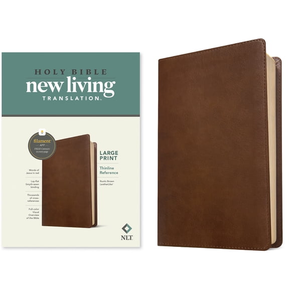 NLT Large Print Thinline Reference Bible, Filament Enabled Edition (Red Letter, Leatherlike, Rustic Brown), (Hardcover)