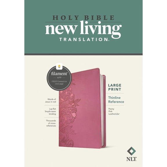 NLT Large Print Thinline Reference Bible, Filament Enabled (Leatherlike, Peony Pink, Red Letter), (Hardcover)