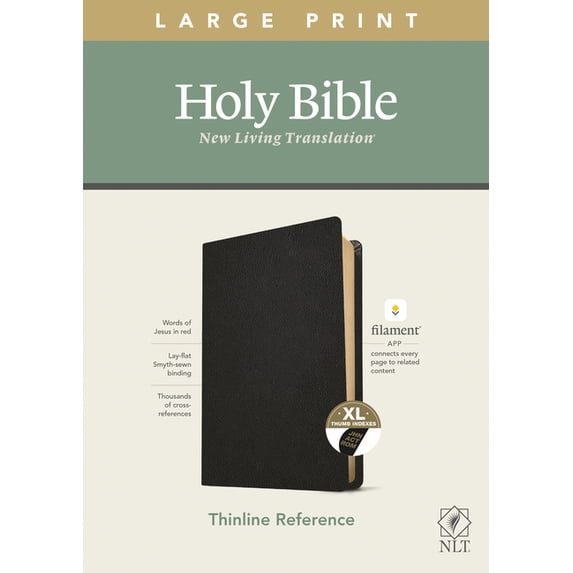NLT Large Print Thinline Reference Bible, Filament Enabled Edition (Red Letter, Genuine Leather, Black, Indexed), (Hardcover)