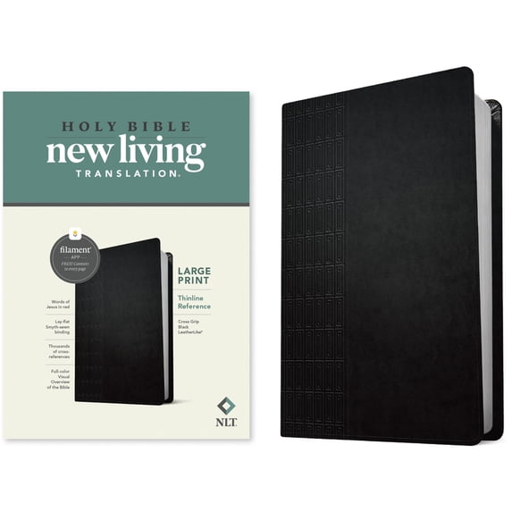 NLT Large Print Thinline Reference Bible, Filament Enabled Edition (Red Letter, Leatherlike, Black), (Hardcover)