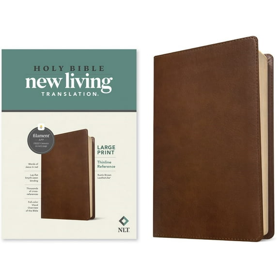 NLT Large Print Thinline Reference Bible/Filament Enabled Edition-Rustic Brown LeatherLike