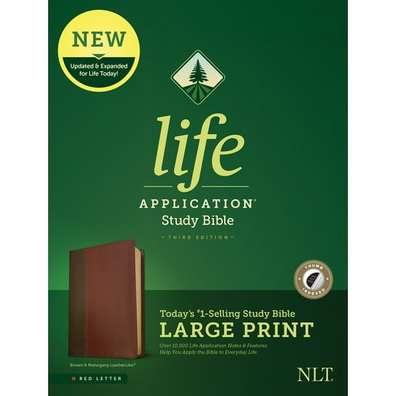 NLT Life Application Study Bible/Large Print (Third Edition) (RL)-Brown/Tan LeatherLike Indexed