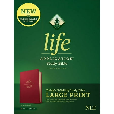 NLT Life Application Study Bible, Third Edition, Large Print (LeatherLike, Berry, Red Letter) (Hardcover)