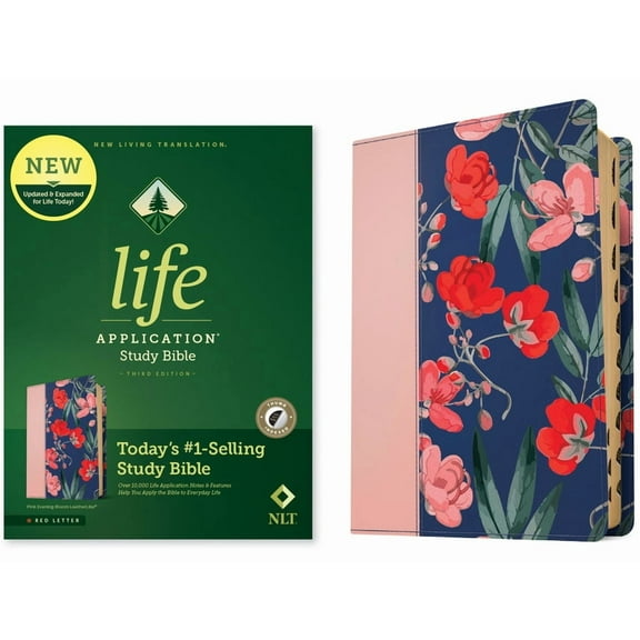 NLT Life Application Study Bible, Third Edition (Leatherlike, Pink Evening Bloom, Indexed, Red Letter), (Hardcover)