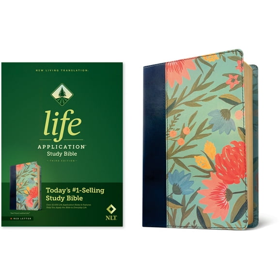 NLT Life Application Study Bible, Third Edition (Leatherlike, Teal Floral, Red Letter) (Hardcover)
