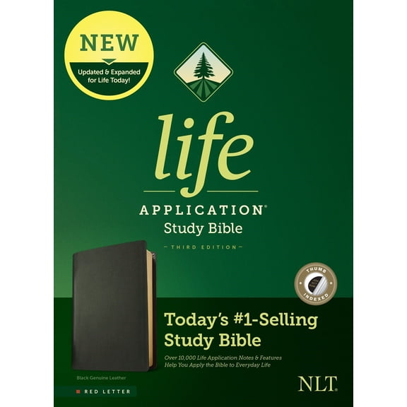 NLT Life Application Study Bible (Third Edition)-RL-Black Genuine Leather Indexed