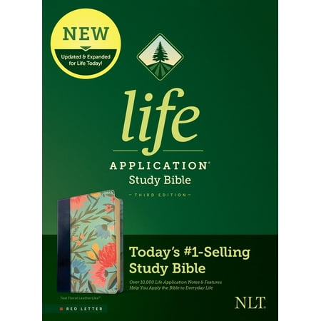 NLT Life Application Study Bible (Third Edition) (RL)-Teal Floral LeatherLike