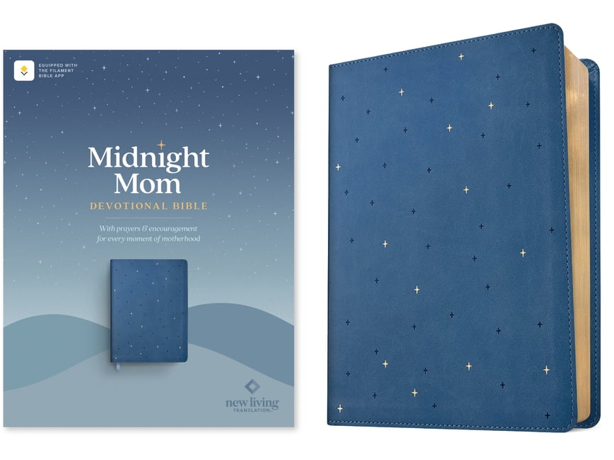 NLT Midnight Mom Devotional Bible (Leatherlike, Starlit Navy, Red Letter, Filament Enabled): With Prayers and Encouragem, (Hardcover)