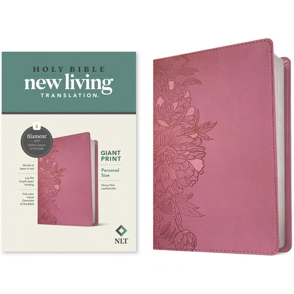 NLT Personal Size Giant Print Bible, Filament Enabled Edition (Red Letter, Leatherlike, Peony Pink), (Hardcover)