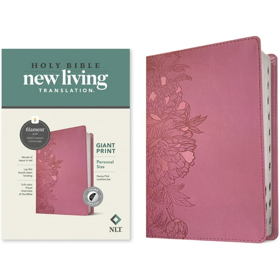 NLT Personal Size Giant Print Bible, Filament Enabled Edition (Red Letter, Leatherlike, Peony Pink, Indexed), (Hardcover)