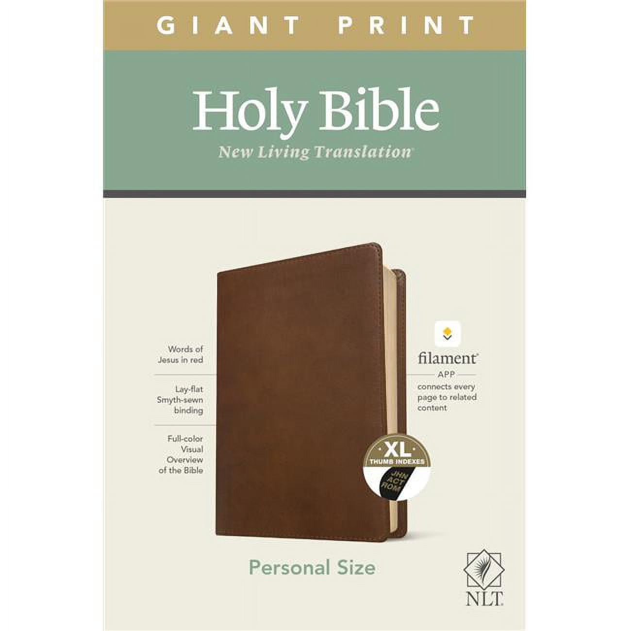 NLT Personal Size Giant Print Bible, Rustic Brown LeatherLike Indexed ...