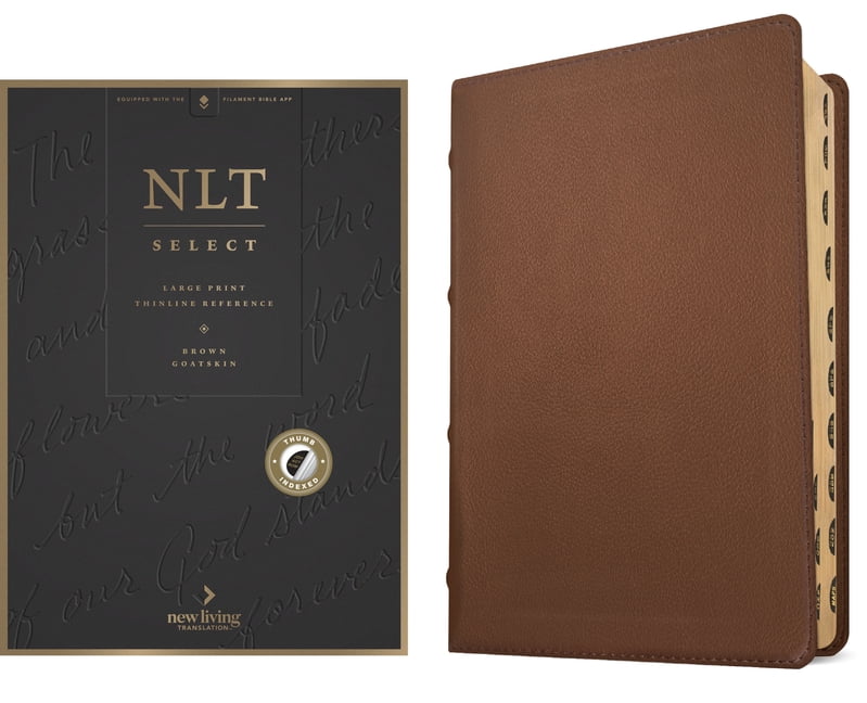 NLT Select Large Print Thinline Reference Bible, Filament Enabled (Goatskin Leather, Brown, Indexed, Red Letter), (Hardcover)