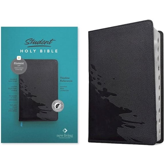 NLT Student Thinline Reference Holy Bible Filament Enabled Edition-Overflow Black LeatherLike Indexed