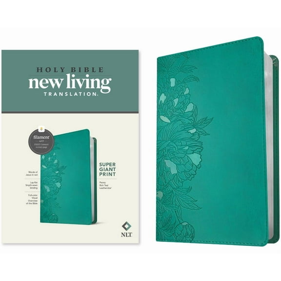 NLT Super Giant Print Bible, Filament-Enabled Edition (LeatherLike, Peony Rich Teal, Red Letter) (Hardcover)