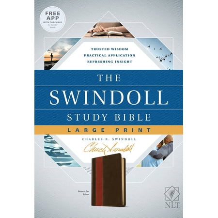 NLT Swindoll Study Bible/Large Print-Brown/Tan LeatherLike