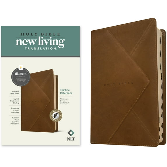 NLT Thinline Reference Bible, Filament Enabled (Leatherlike, Messenger Brown, Indexed, Red Letter), (Hardcover)