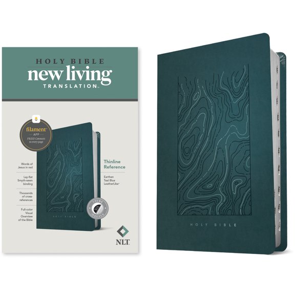 NLT Thinline Reference Bible, Filament Enabled Edition (Red Letter, Leatherlike, Teal Blue, Indexed), (Hardcover)