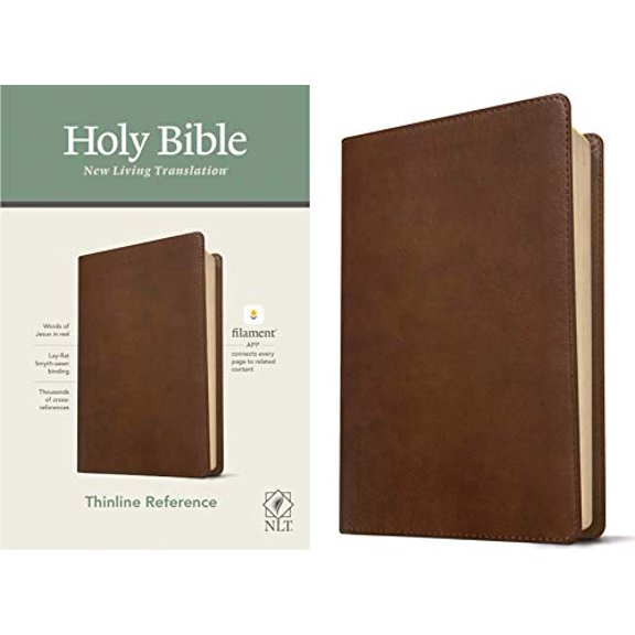 Pre-Owned NLT Thinline Reference Bible, Filament Enabled Edition (Red Letter, Leatherlike, Rustic Brown) (Hardcover) by New Living Translation, Tyndale (Creator)